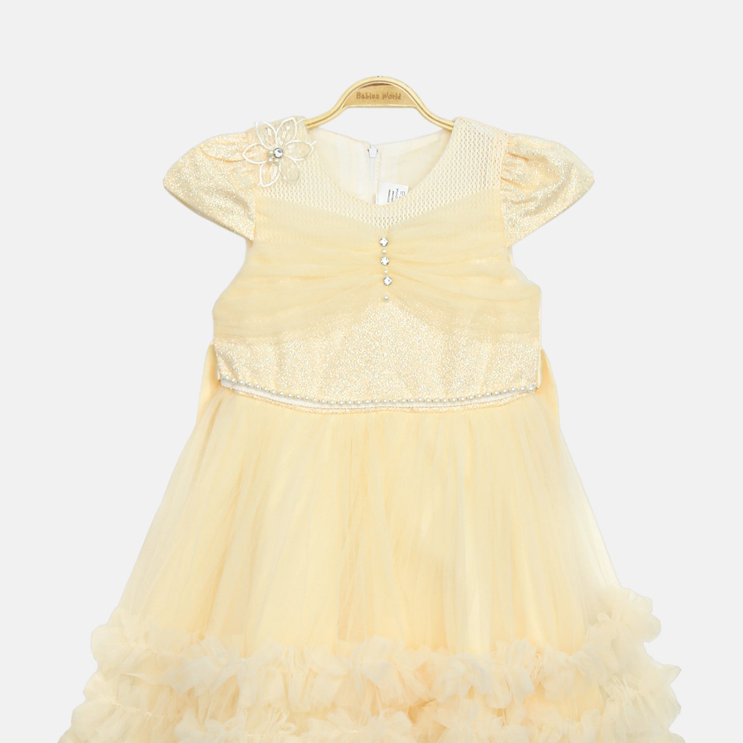 Ruched Tulle Party Frock - Lemon