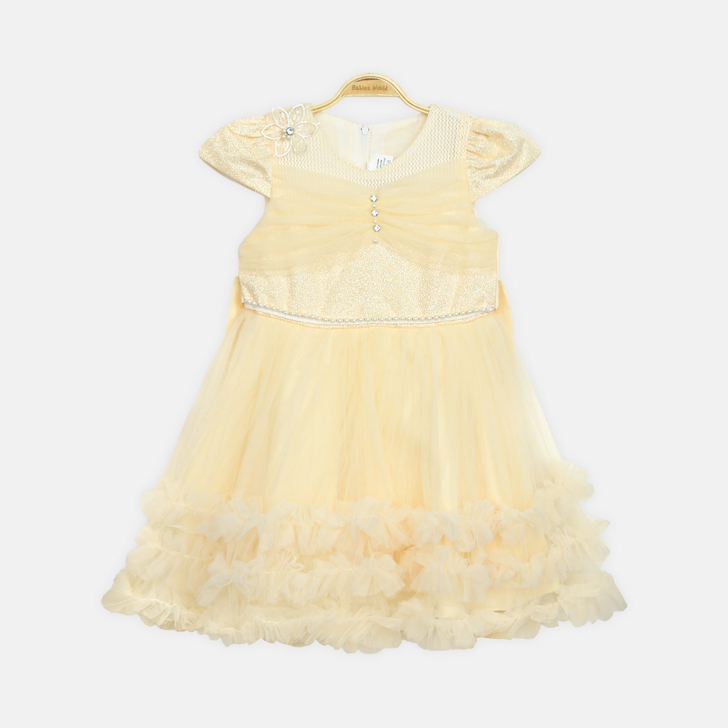 Ruched Tulle Party Frock - Lemon