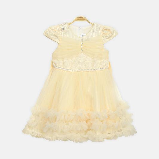 Ruched Tulle Party Frock - Lemon
