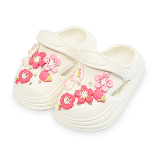 GIRL'S FLORAL THEMED CROCS – WHITE