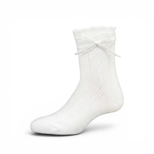 WHITE RUFFLE BOW ANKLE GIRL SOCKS PK-2