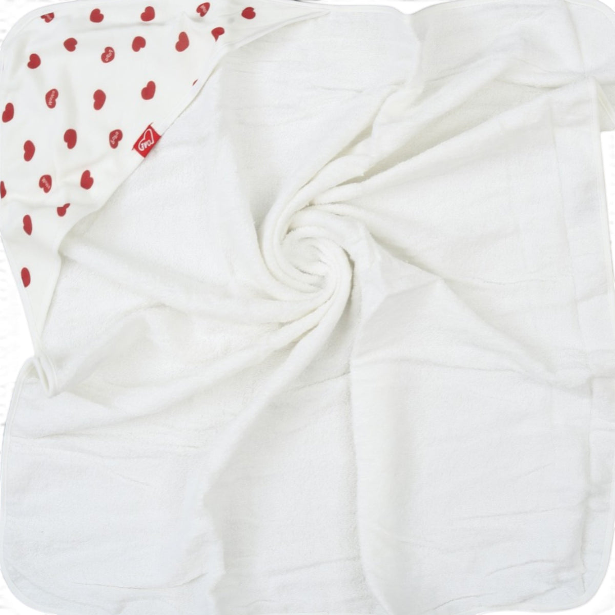 WHITE & RED HEART / "I LOVE MOM & PAPA" HOODED BATH TOWEL PK-2