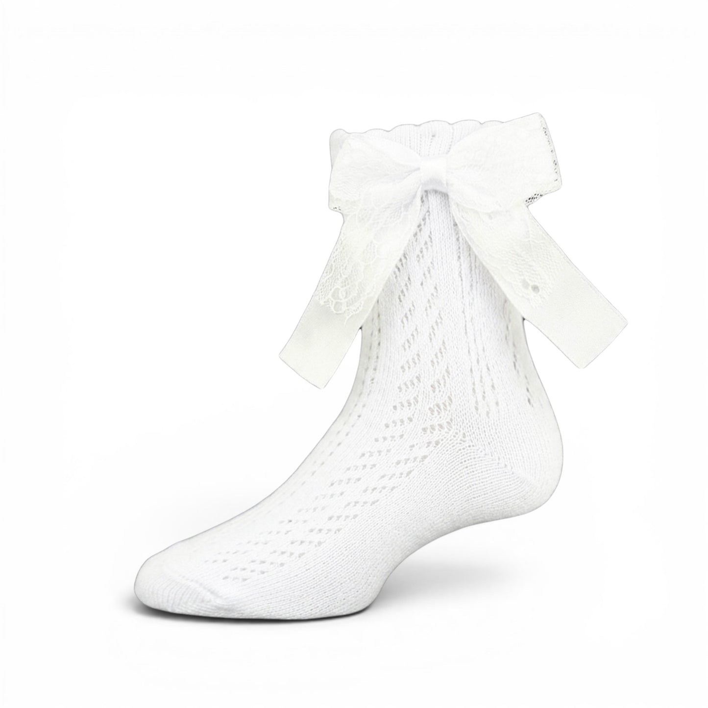 WHITE LACE BOW GIRL SOCKS
