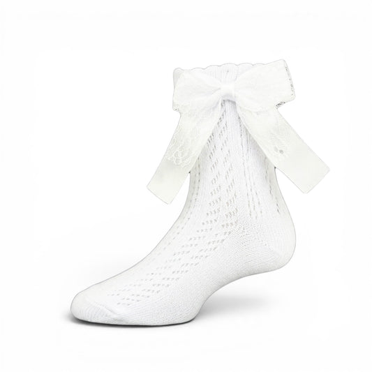 WHITE LACE BOW GIRL SOCKS