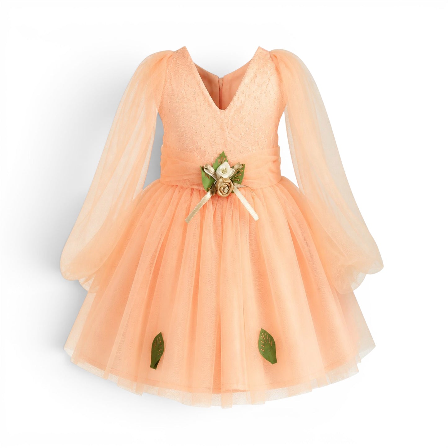 PEACH ROSE BABY GIRL FANCY FROCK GIFT SET