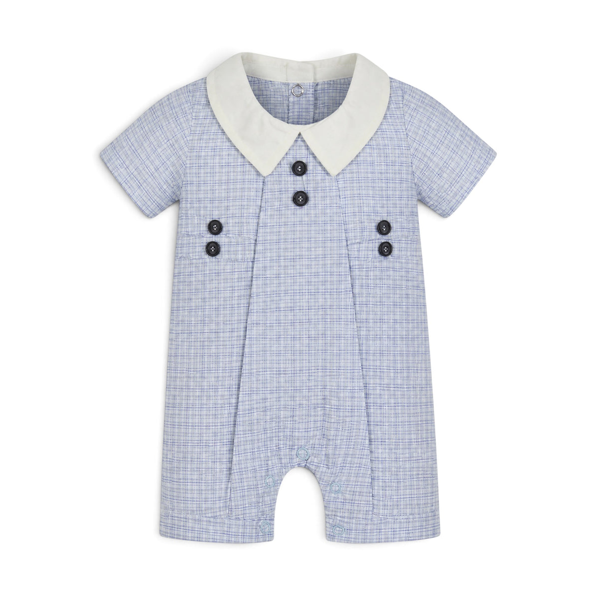 BLUE & WHITE CHECKED COLLARED BOY ROMPER