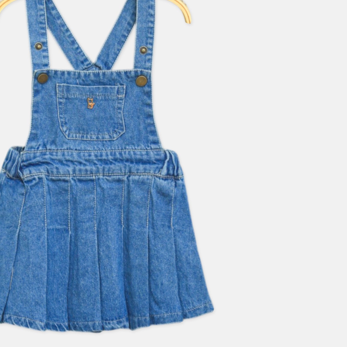 Classic Pleated Denim Dangri/Top