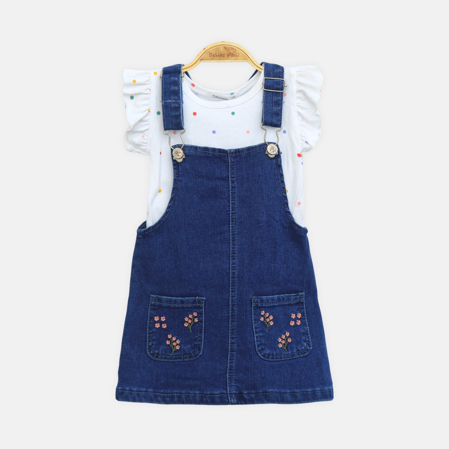 Navy Embroidered Pinafore Set