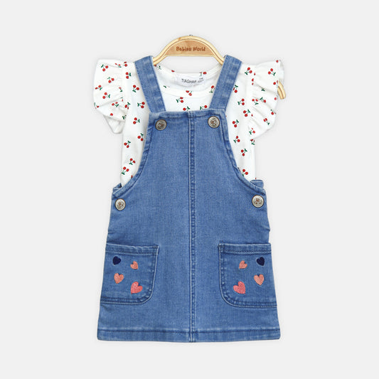 Cherry Pinafore Romper Set