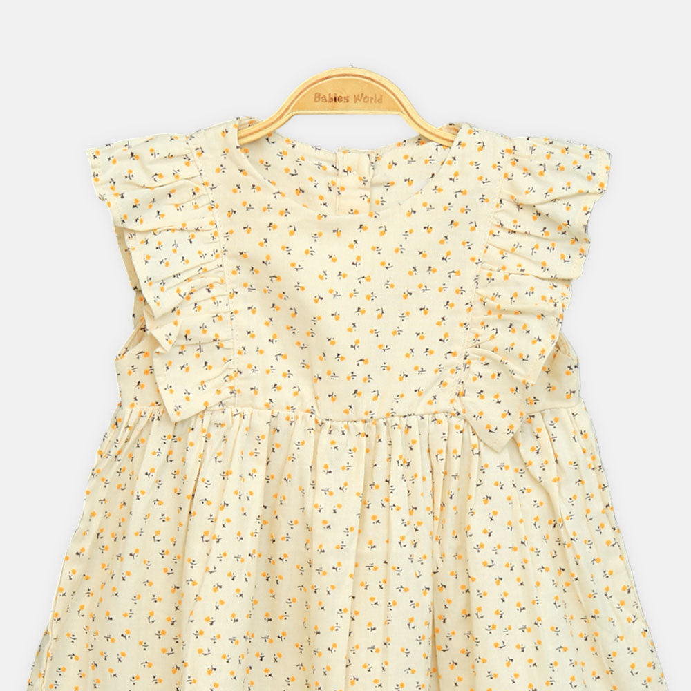 Girls Cream Daisy Frock