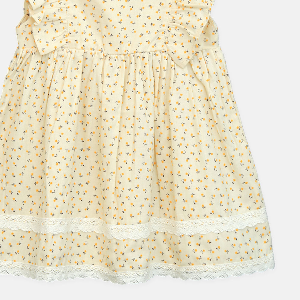 Girls Cream Daisy Frock