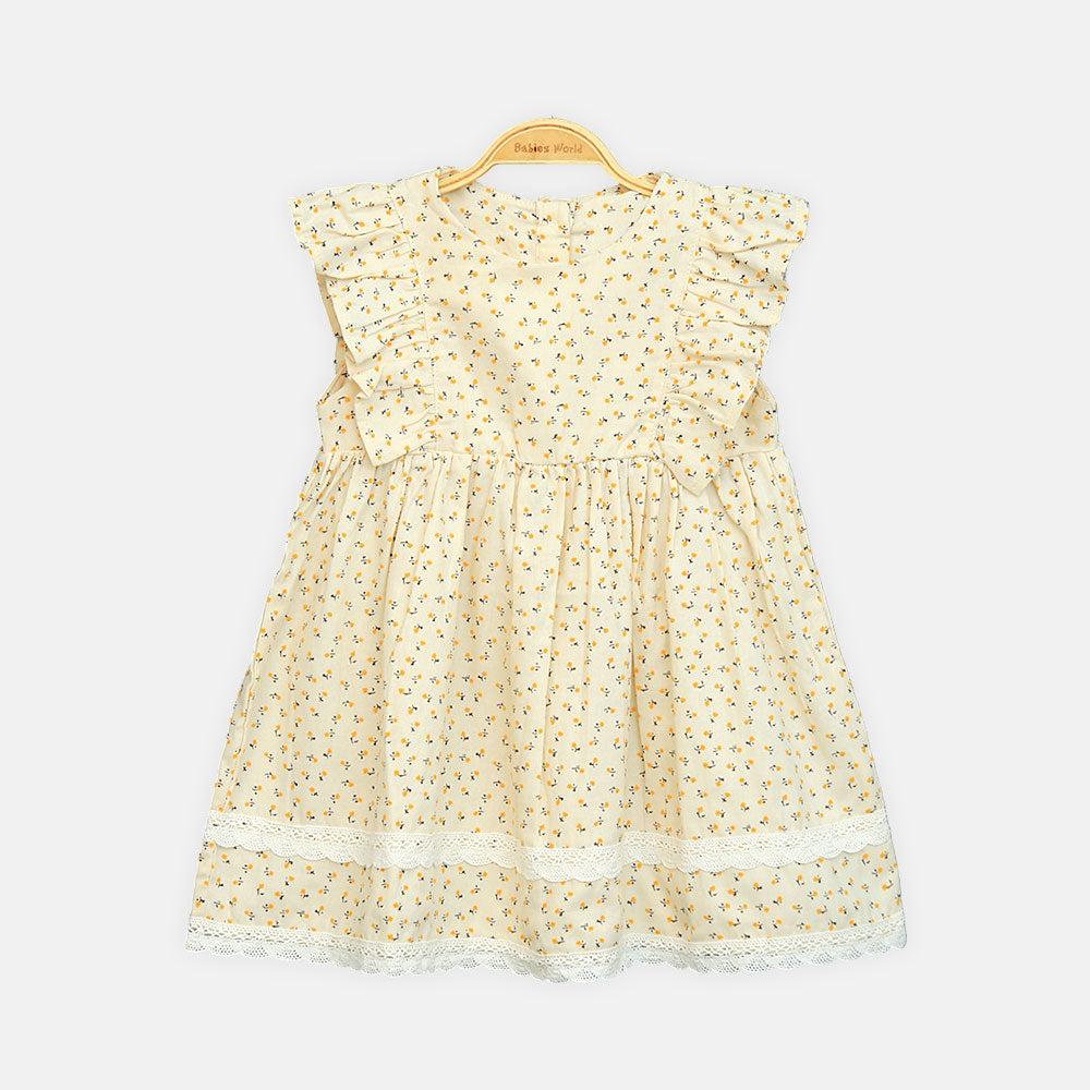 Girls Cream Daisy Frock