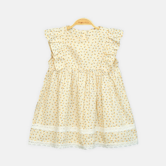 Girls Cream Daisy Frock