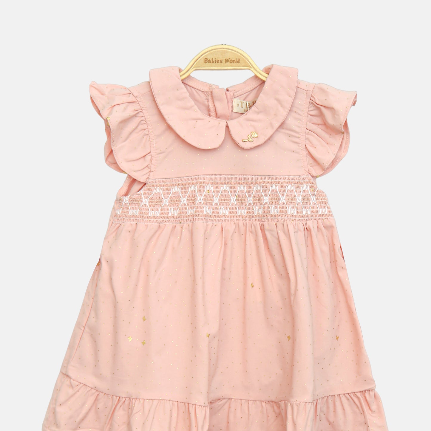 Peach Smocked Peter Pan Dress