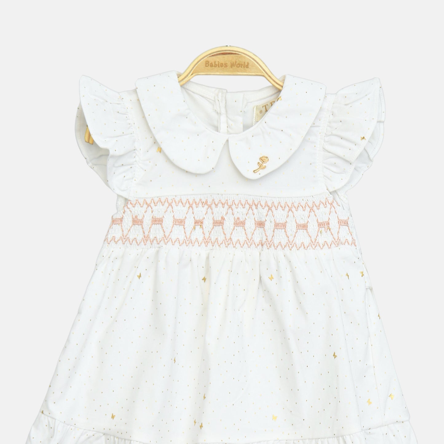 White Smocked Peter Pan Dress