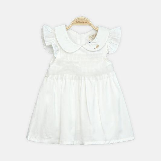 Ruffled White Party Frock