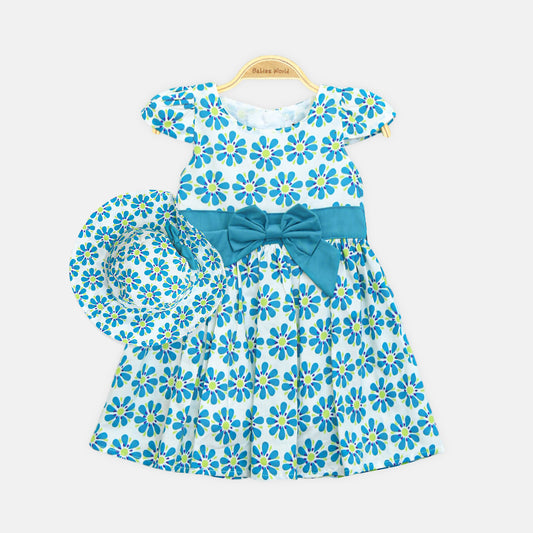 Blue Blossom Dress & Hat Set