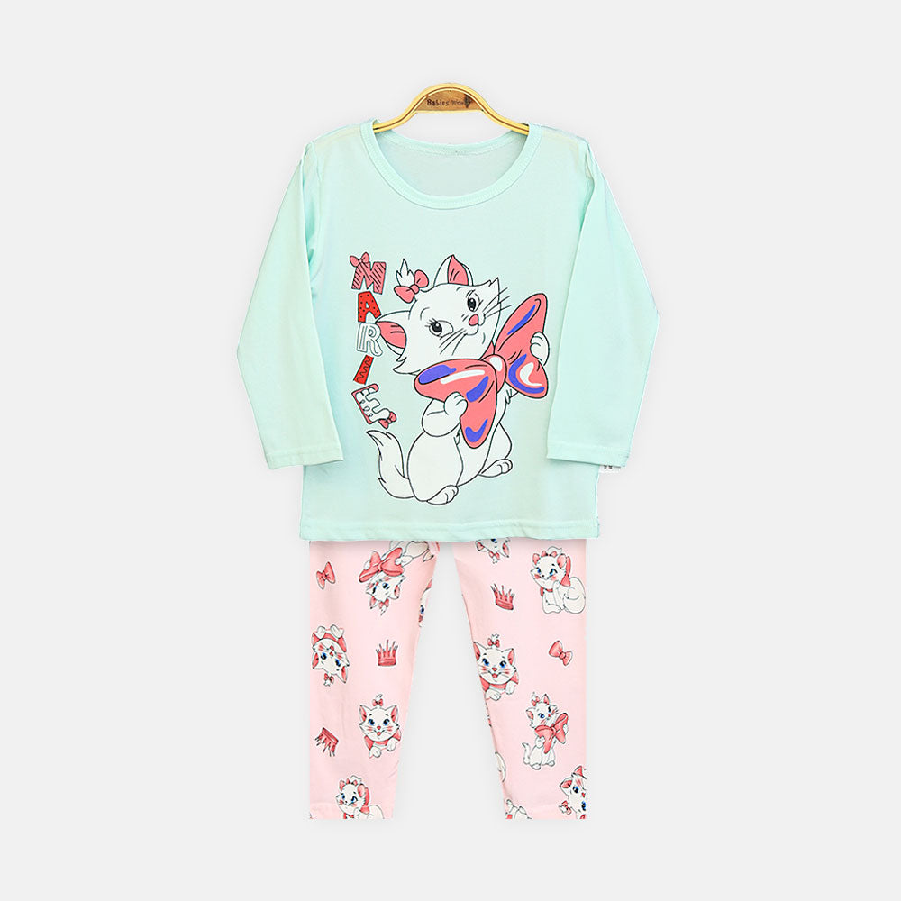 Girl Kitty Green Nightsuit