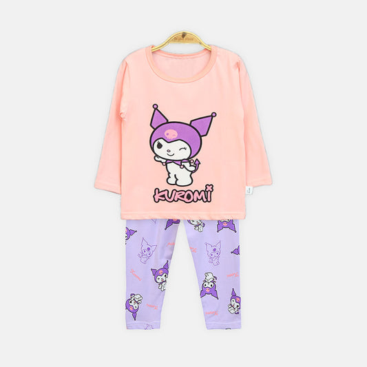 Girls' Peach Kuromi Long-Sleeve Night Suit