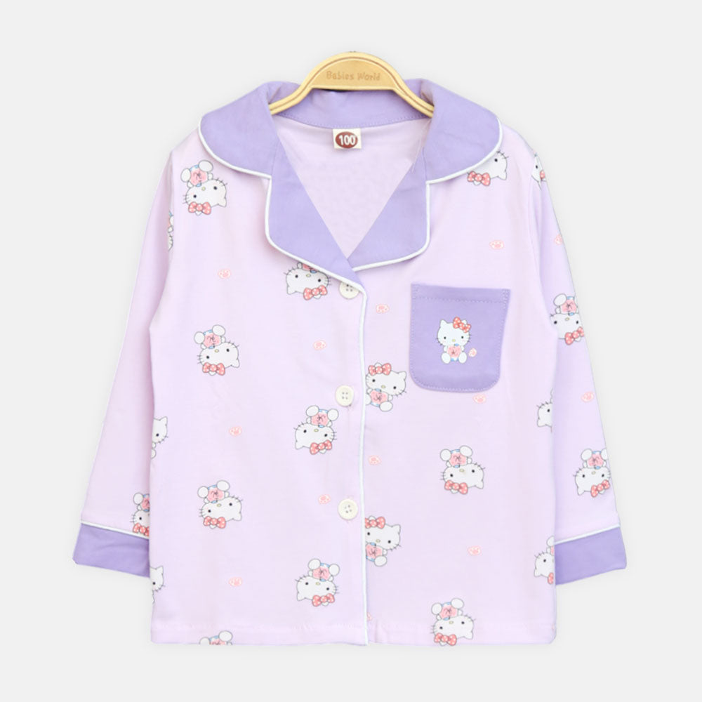 Girls' Lavender Hello Kitty Button-Down Set