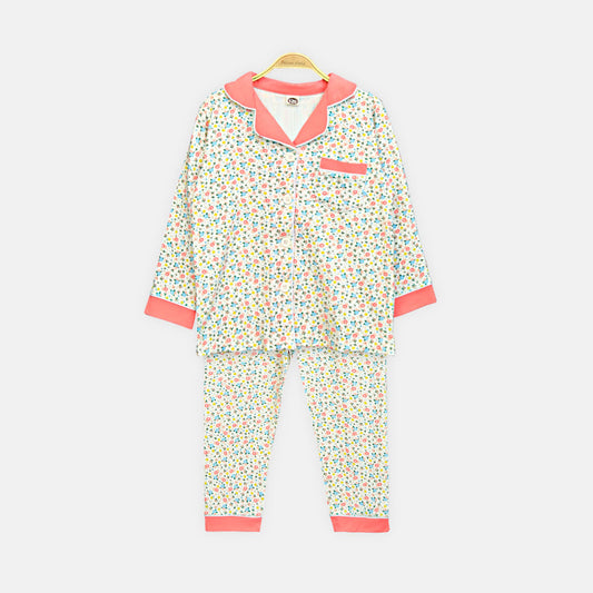 Girls' Vibrant Floral Garden Nightsuit