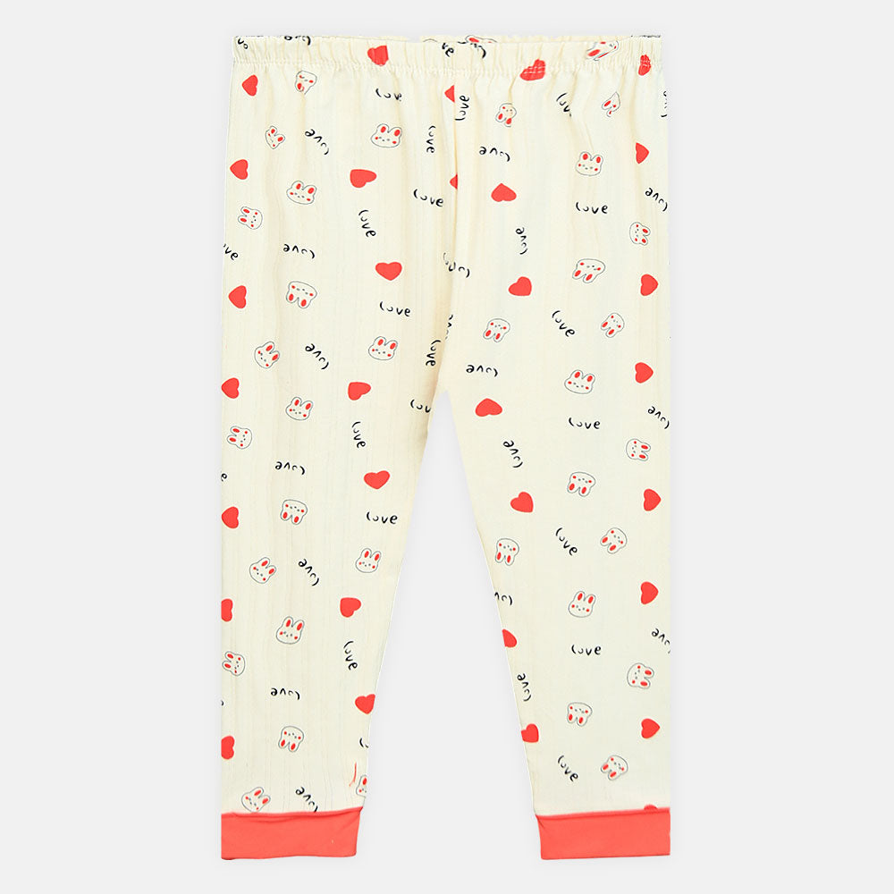 Girls' Classic Heart & Bunny Print Nightsuit