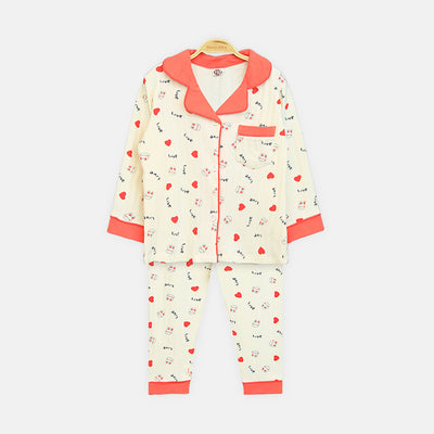 Girls' Classic Heart & Bunny Print Nightsuit