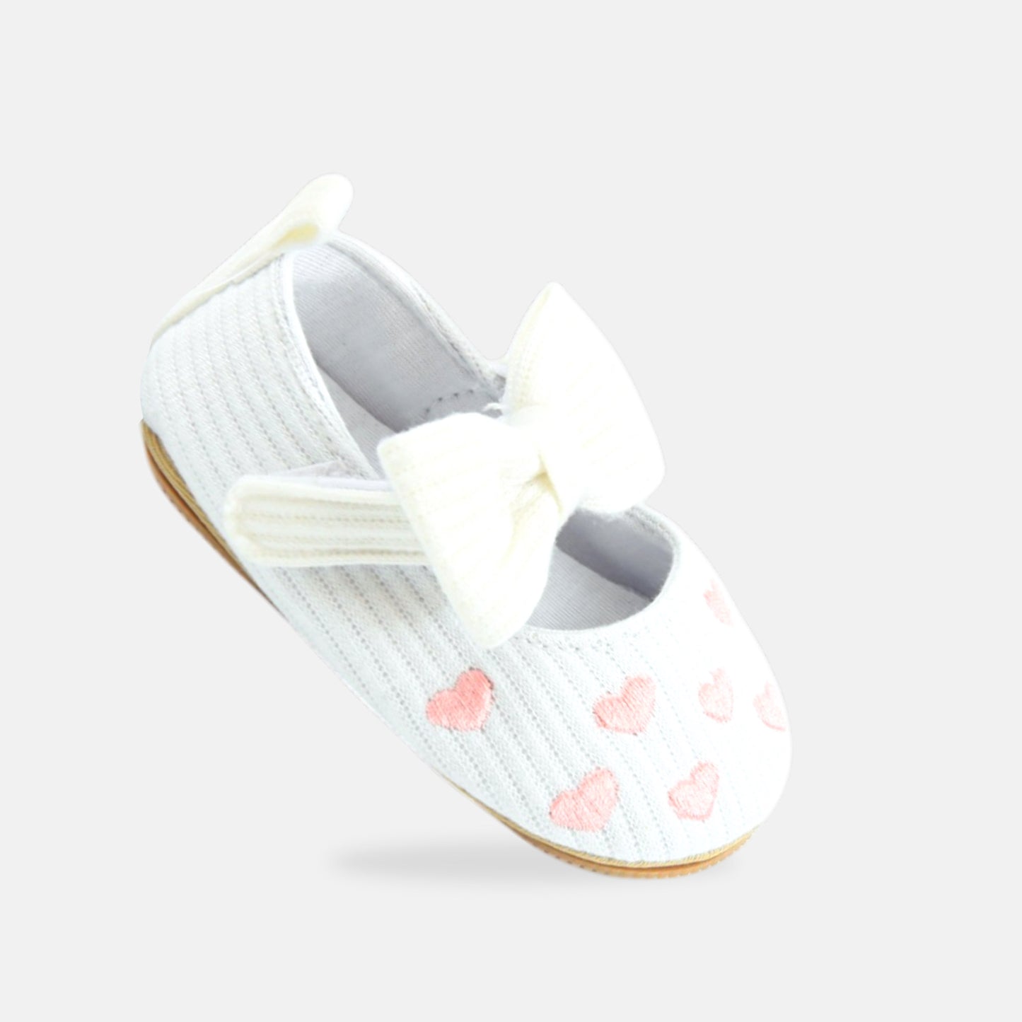 Heart-Embroidered Ribbon Pre-Walker Mary Janes