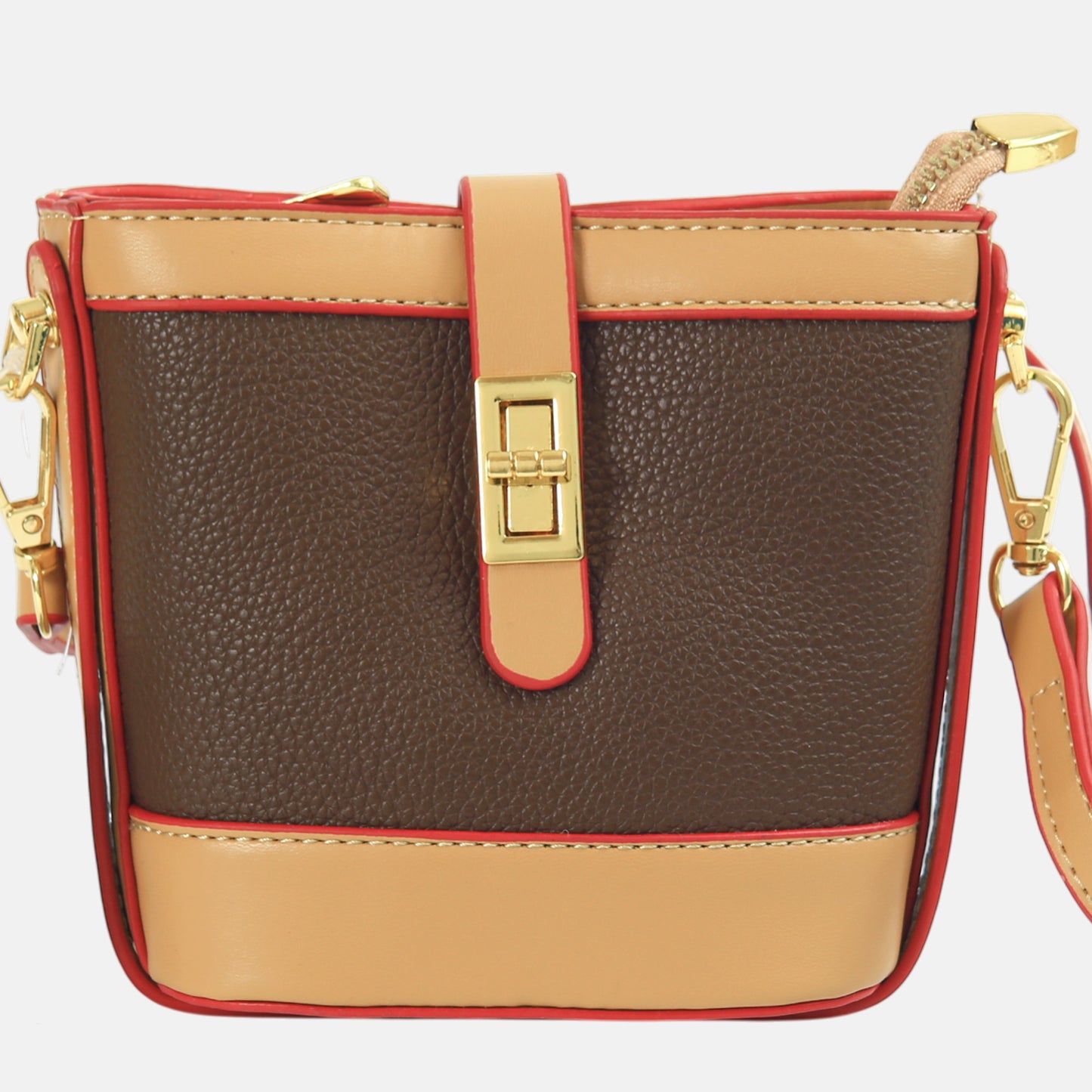 Contrast Tan Bucket Bag