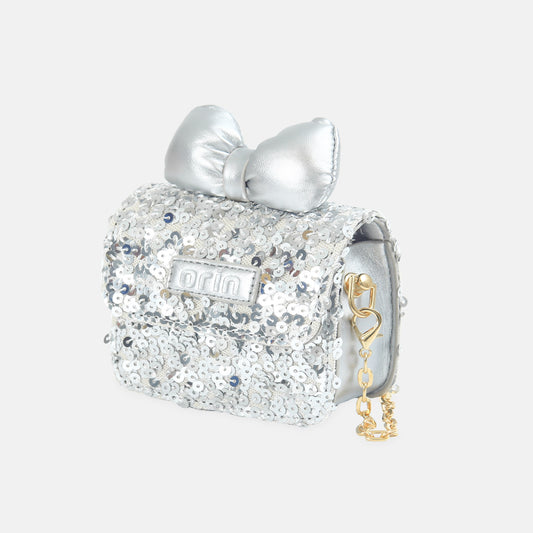 Silver Bow Glitter Bag