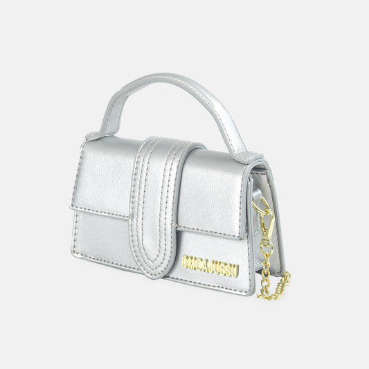 Silver Structured Shoulder Bag