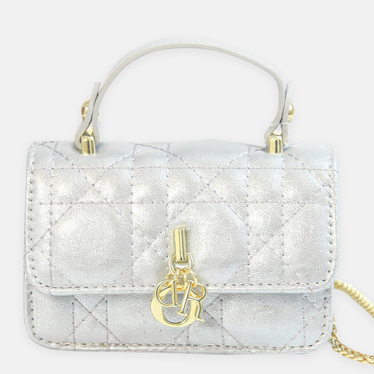 Quilted Silver Mini Bag