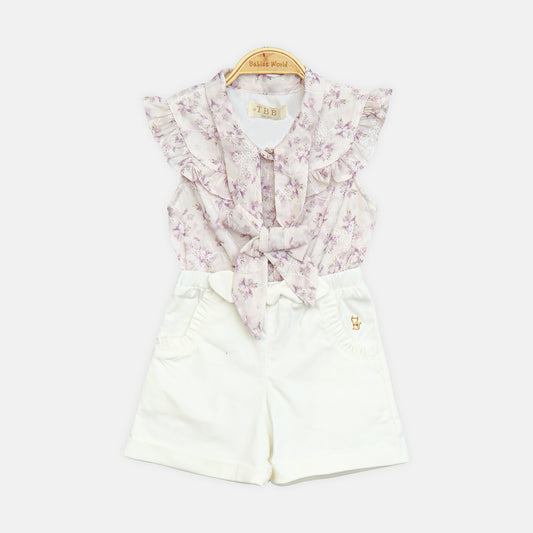 Girl Lavender Garden Romper