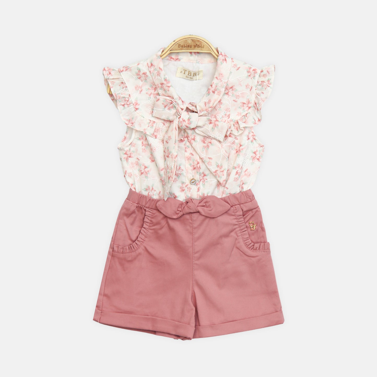 Rusty Pink Floral Romper Set
