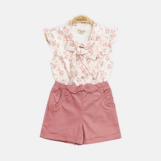 Rusty Pink Floral Romper Set