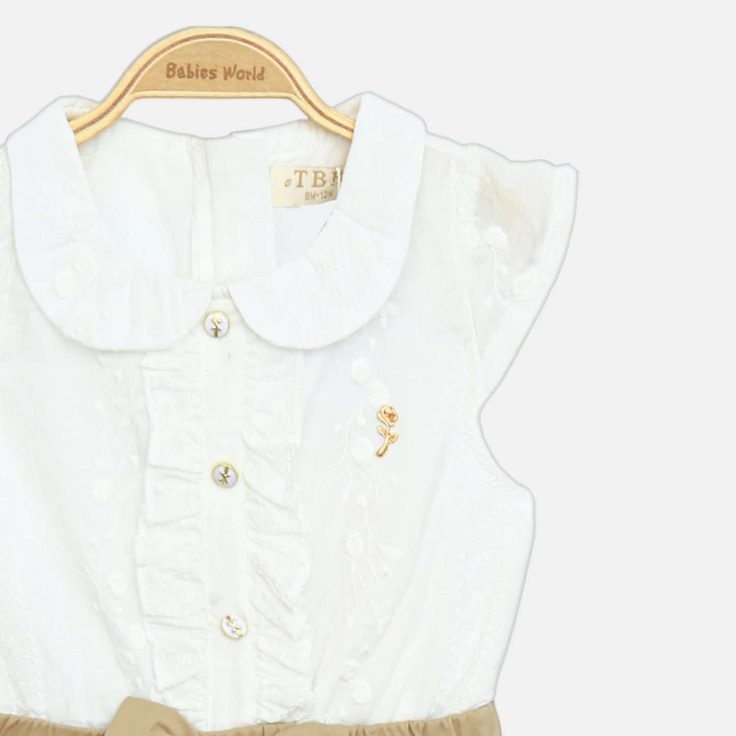 Beige Bow Romper Set