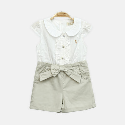 Pastel Green & White Romper