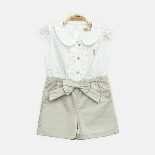 Pastel Green & White Romper