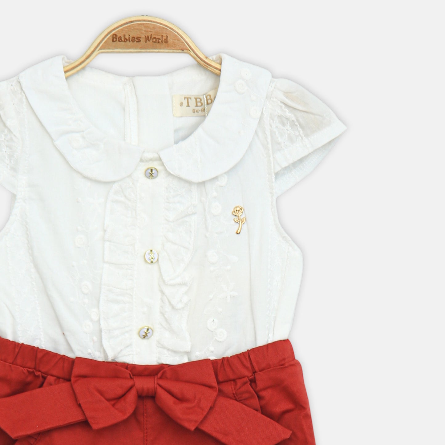 Red Bow-Accent Romper Set