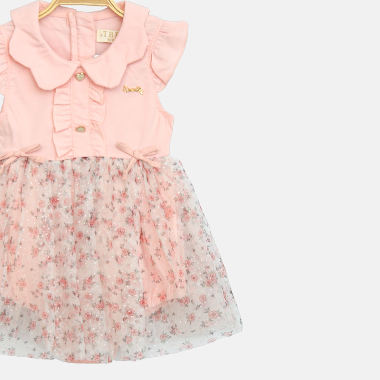 Peach Floral Tulle Romper