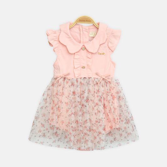 Peach Floral Tulle Romper