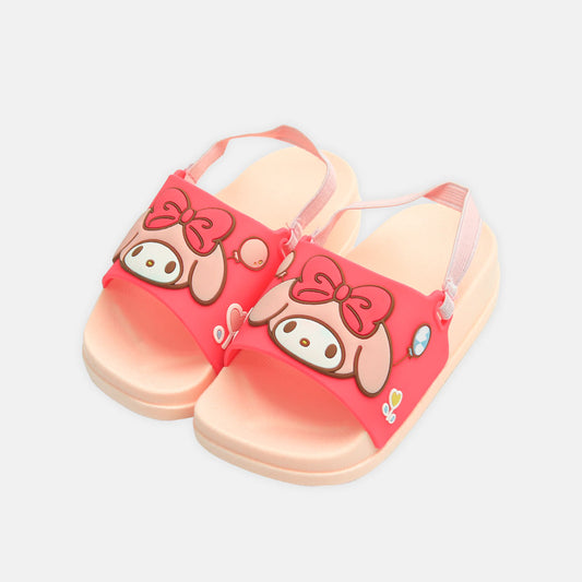 Girl Pink Bow Bunny Slides