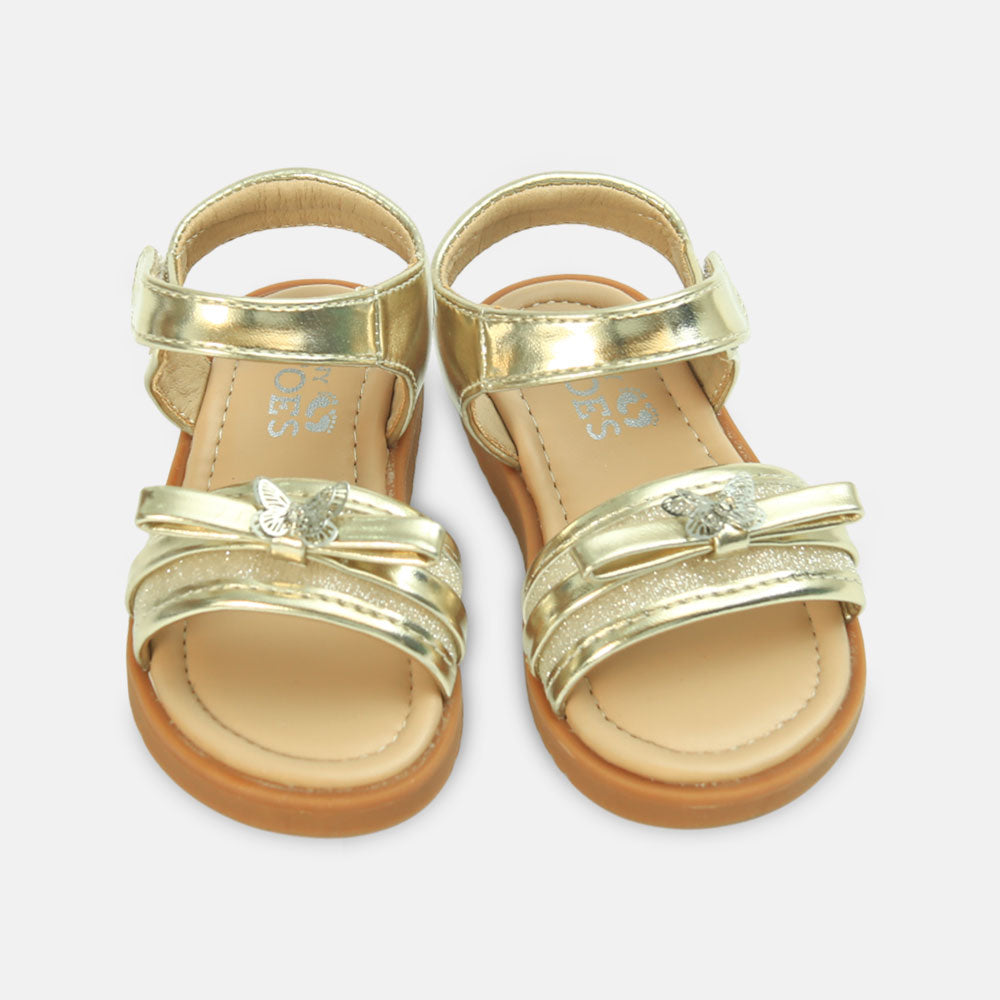 Girls Glitter Bow Butterfly Sandals Gold