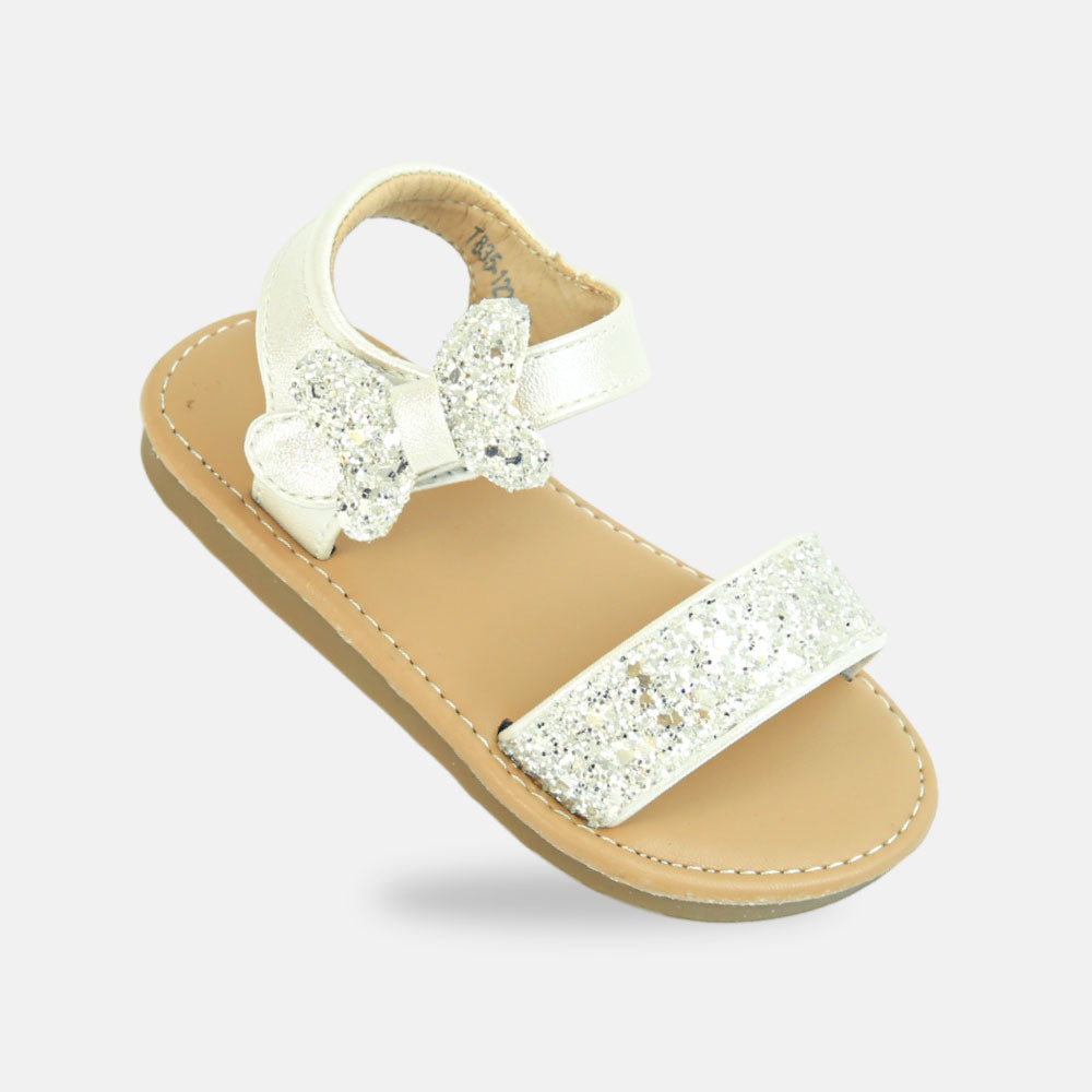 Girls Glitter Butterfly Sandals White