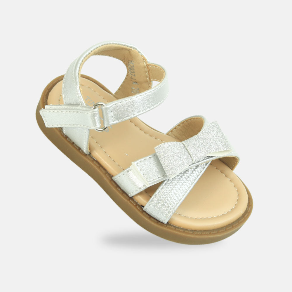 Girl Sandals Silver Bow