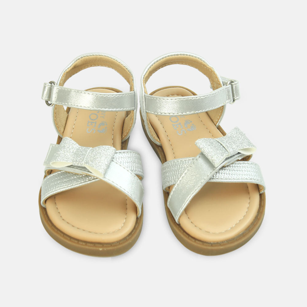 Girl Sandals Silver Bow