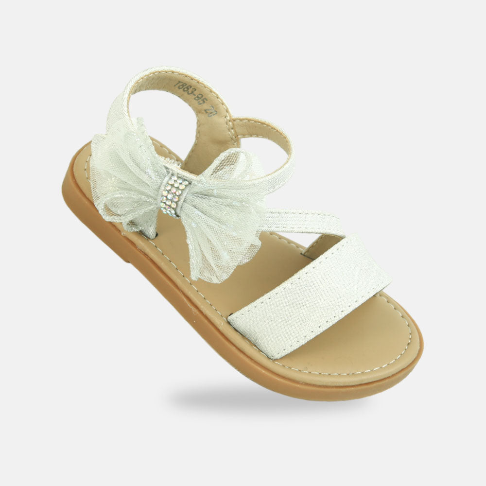Girls Embellished Bow Sandal Silver