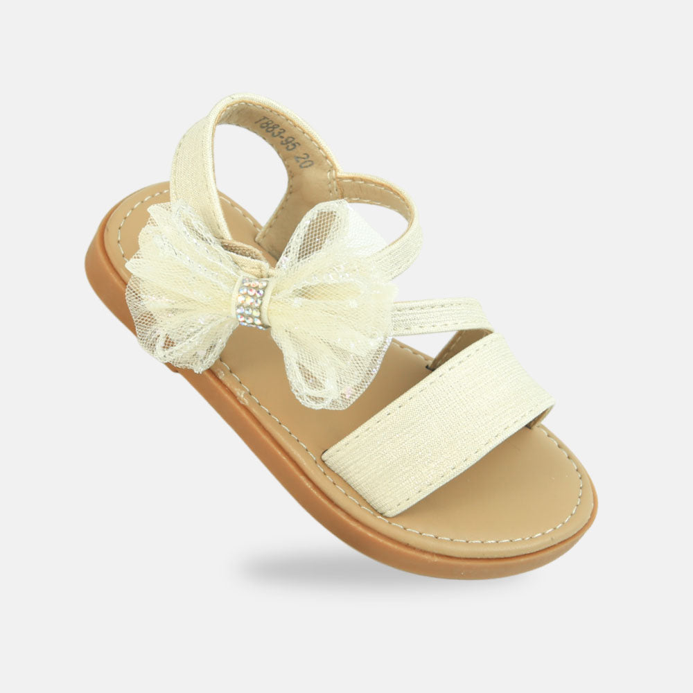 Girls Embellished Bow Sandal Gold