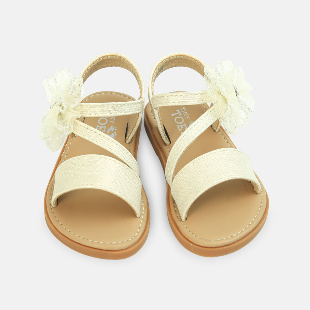 Girls Embellished Bow Sandal Gold