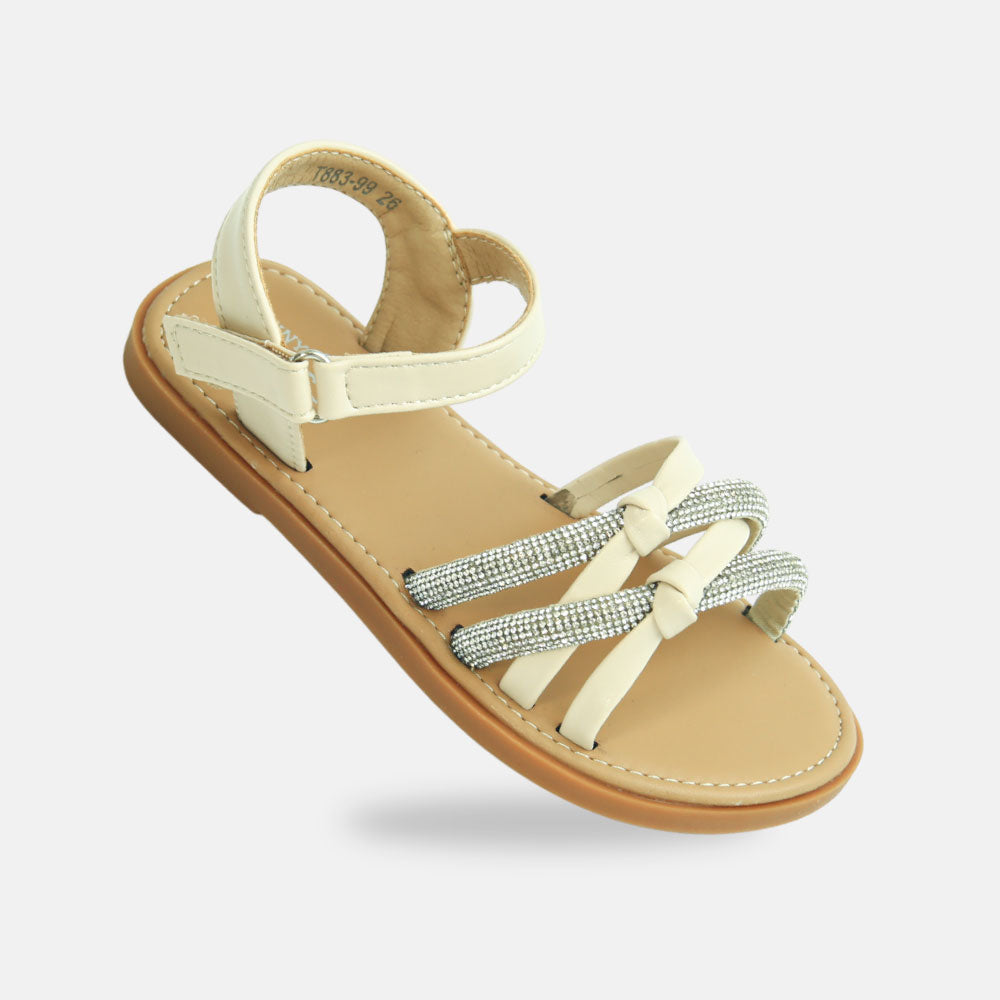 Girls Glitter Strap White Sandals